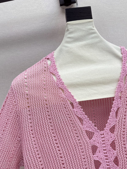 Ce 25ss hollow knitted shirt