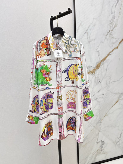 H 25ss silk shirt dress