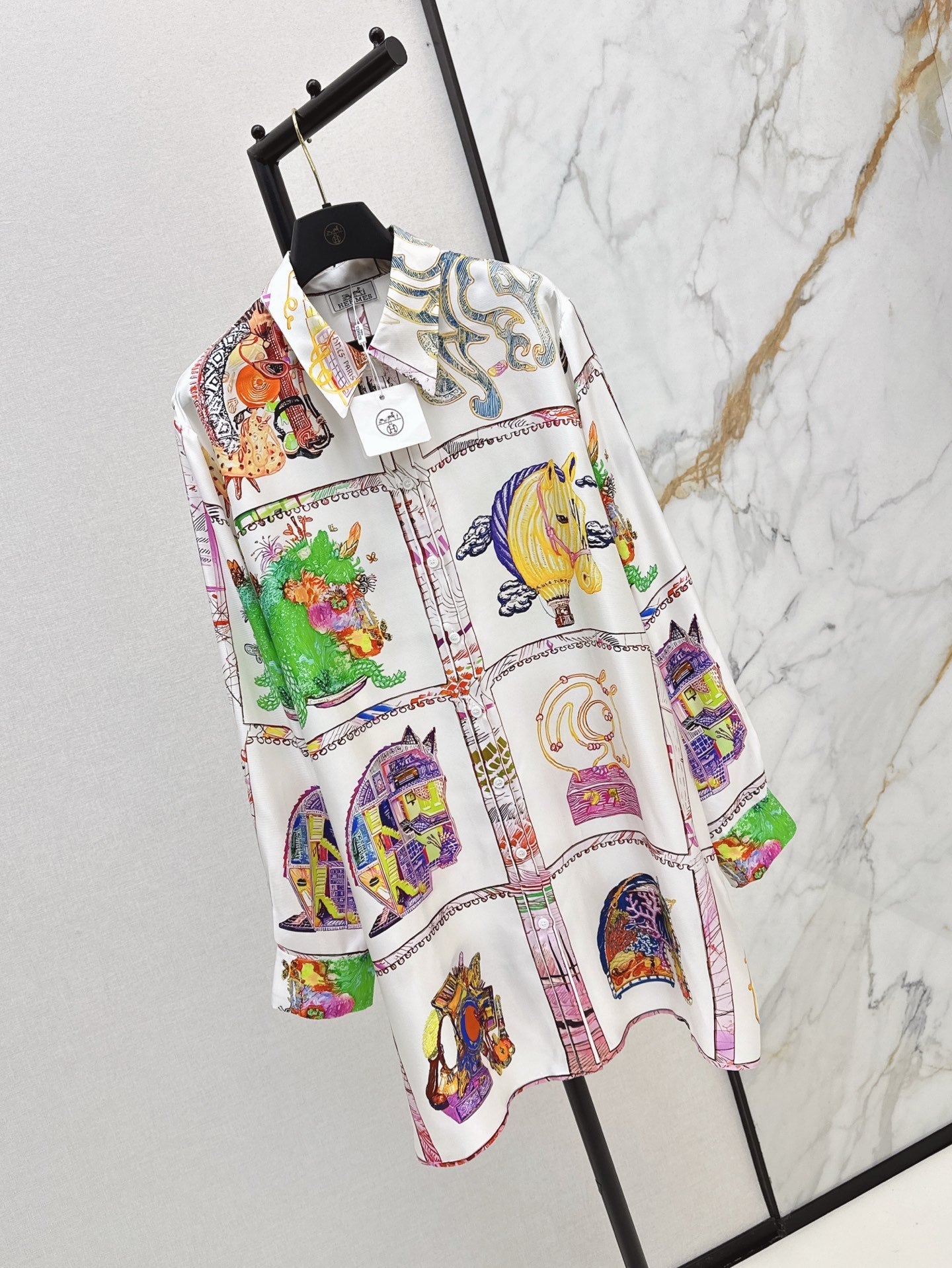 H 25ss silk shirt dress