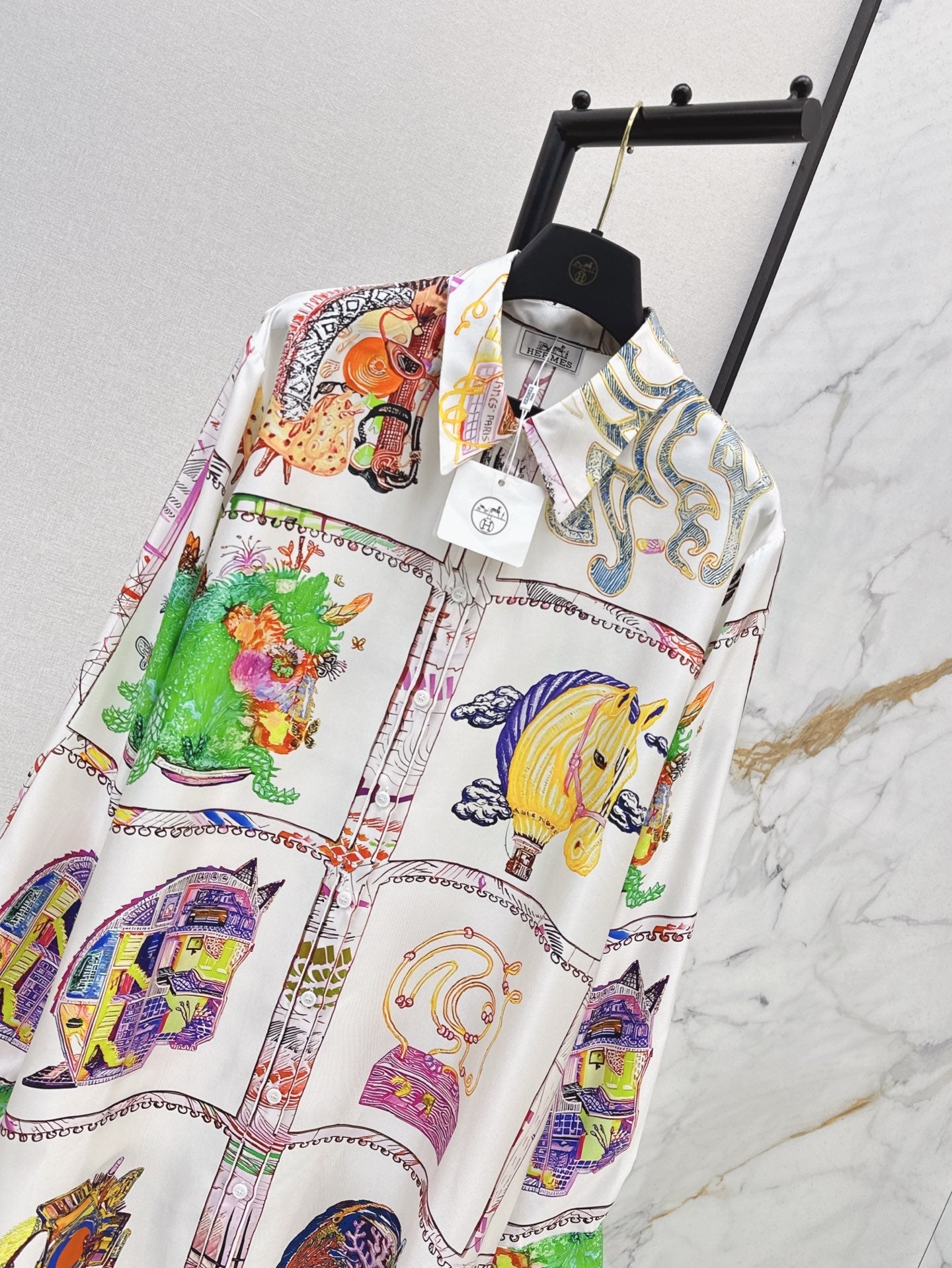 H 25ss silk shirt dress