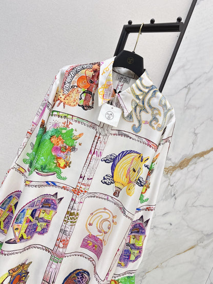 H 25ss silk shirt dress