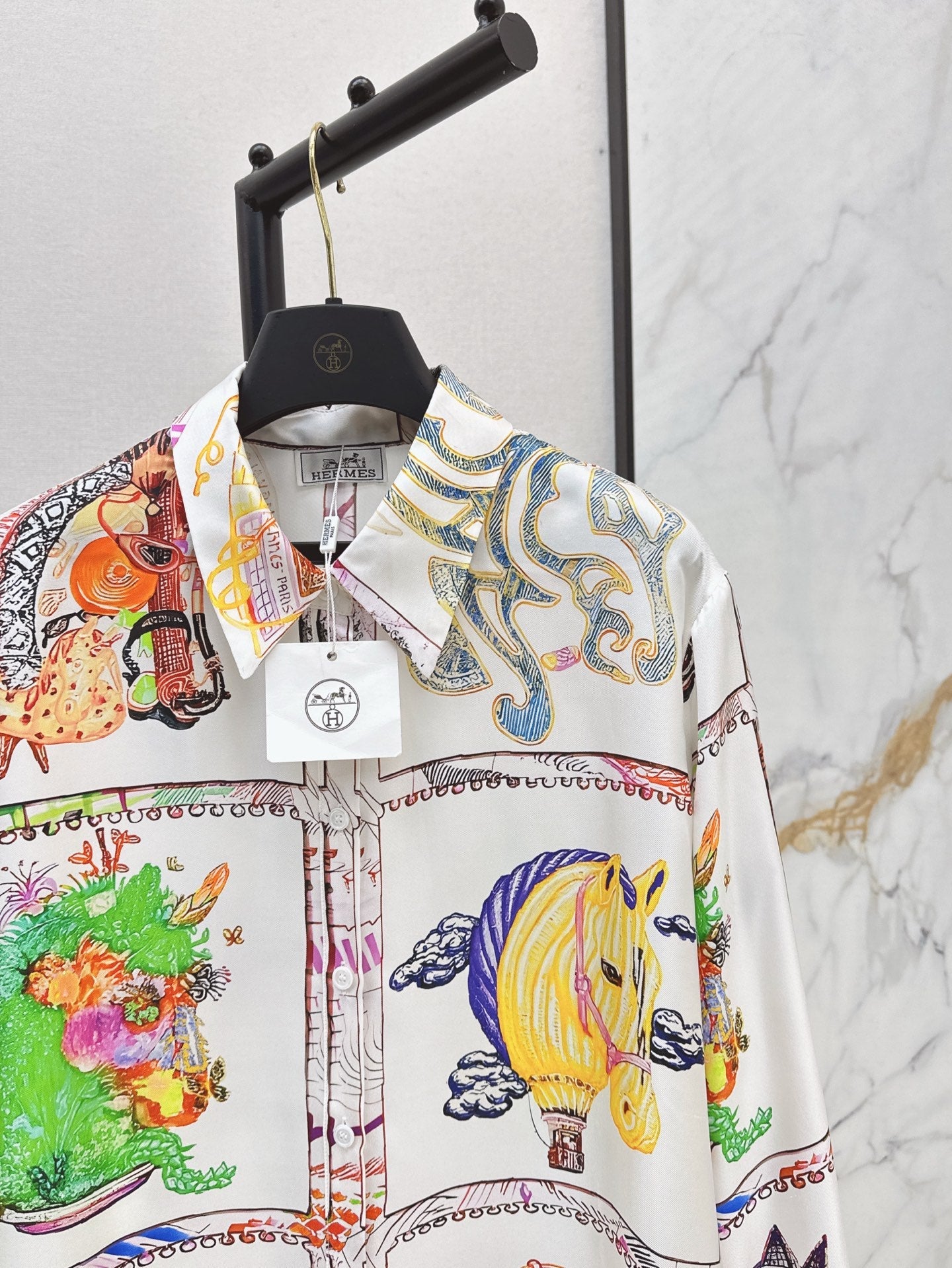 H 25ss silk shirt dress