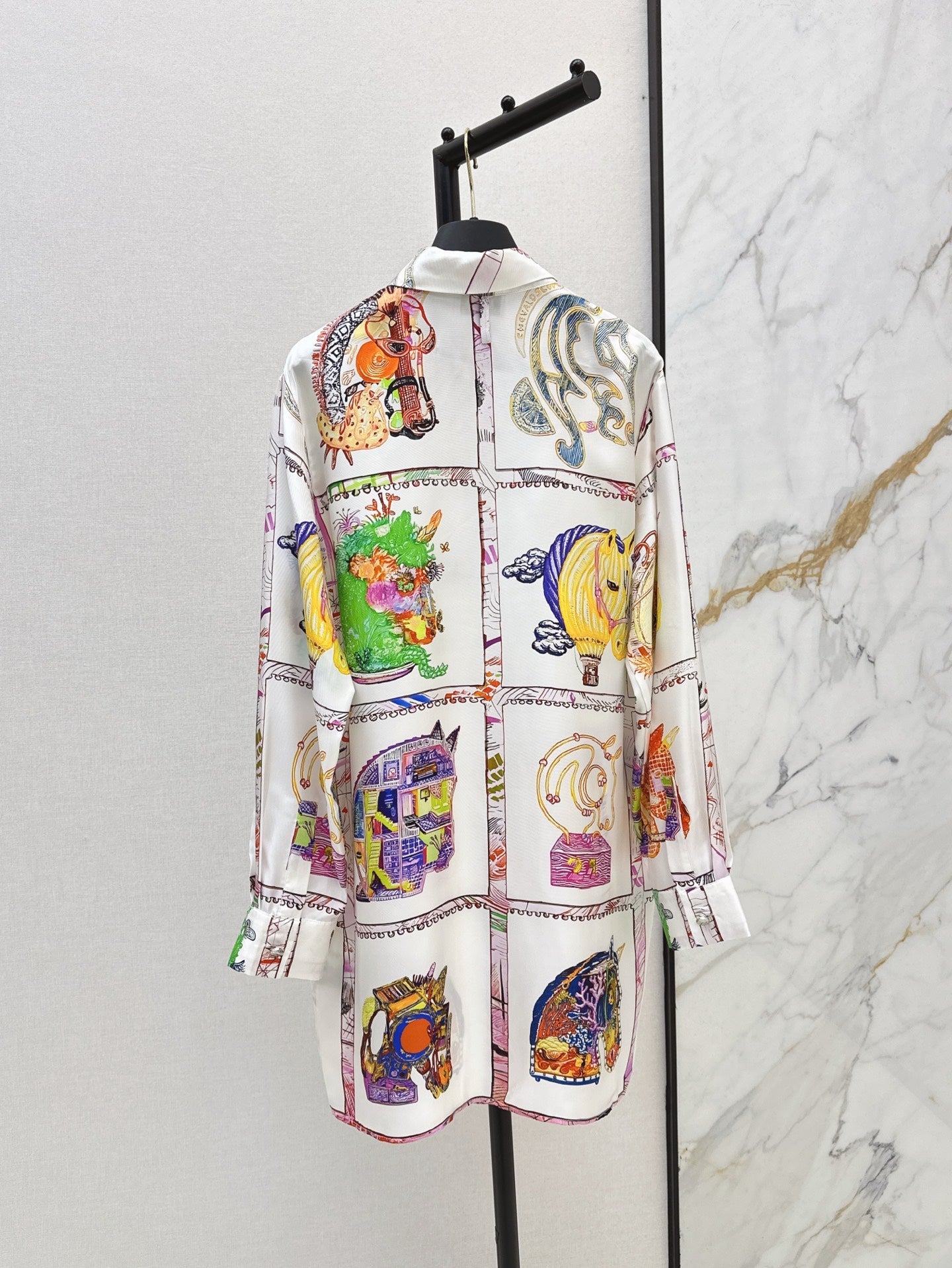 H 25ss silk shirt dress