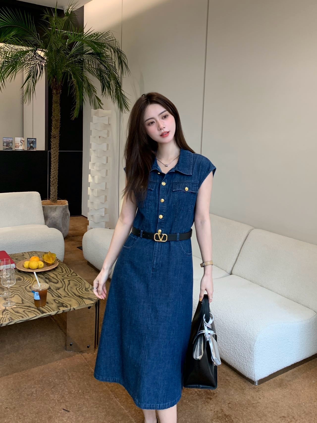 Val 25ss denim shirt dress