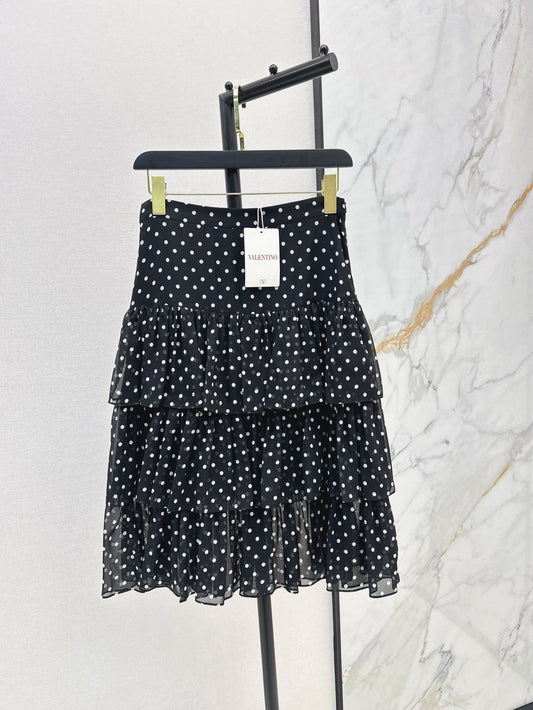 Val 25ss silk ruffle skirt