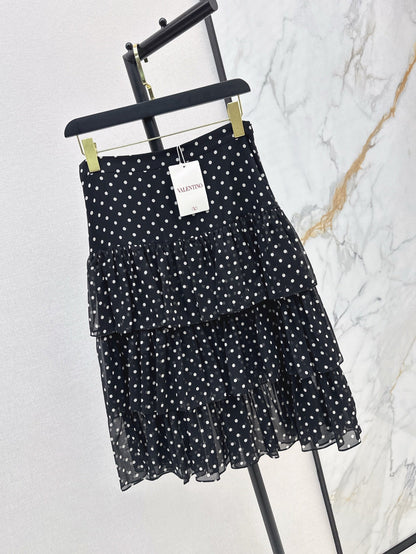 Val 25ss silk ruffle skirt