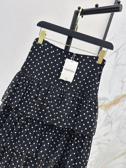 Val 25ss silk ruffle skirt
