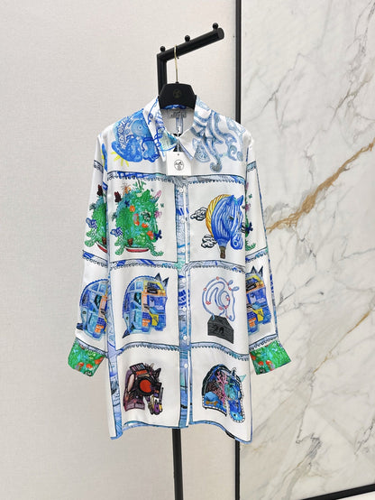 H 25ss silk shirt dress