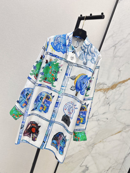 H 25ss silk shirt dress