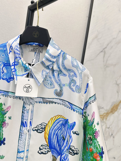 H 25ss silk shirt dress