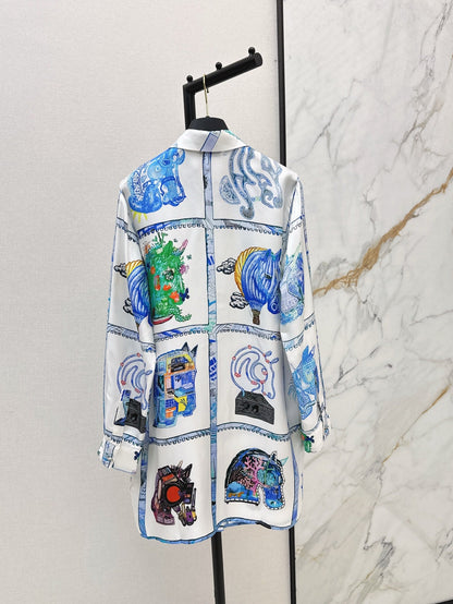 H 25ss silk shirt dress