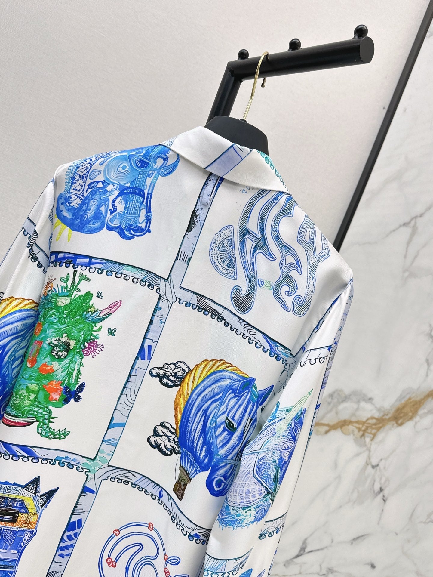 H 25ss silk shirt dress