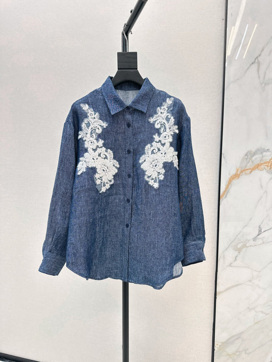 ES 25ss linen embroidered shirt