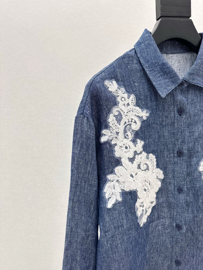 ES 25ss linen embroidered shirt