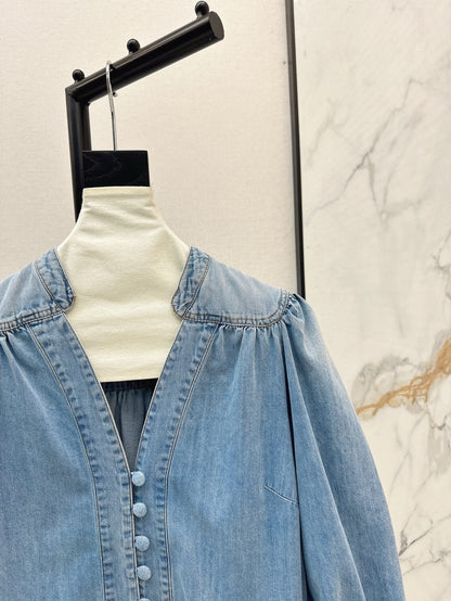 Zim 25ss denim V neck shirt