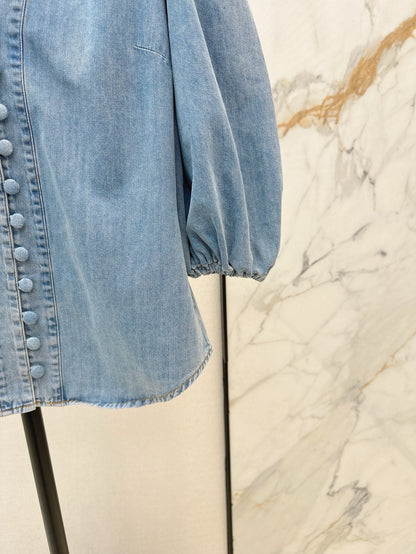 Zim 25ss denim V neck shirt