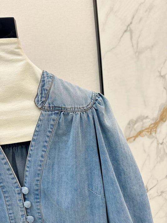 Zim 25ss denim V neck shirt