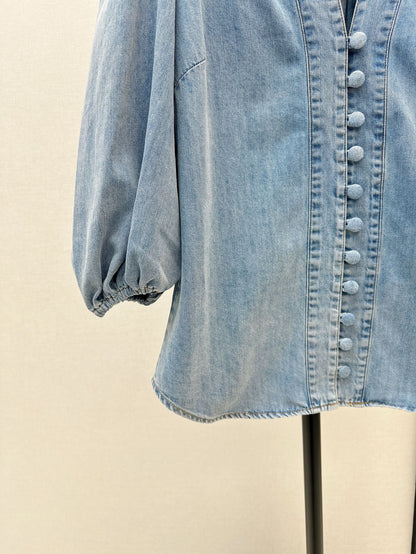 Zim 25ss denim V neck shirt