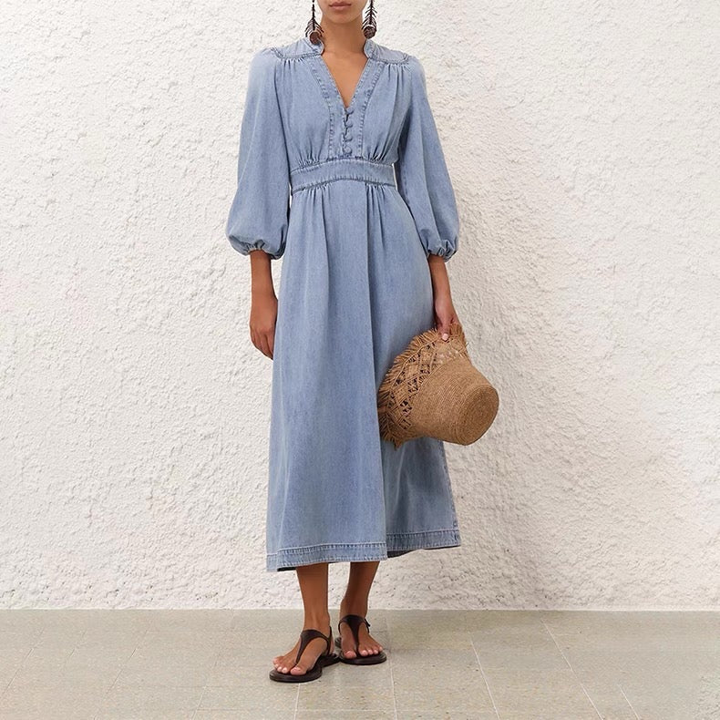 Zim 25ss V neck denim dress