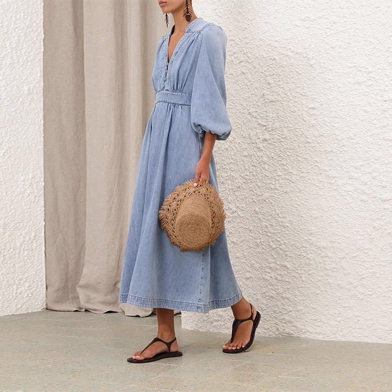 Zim 25ss V neck denim dress