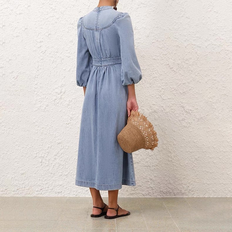 Zim 25ss V neck denim dress