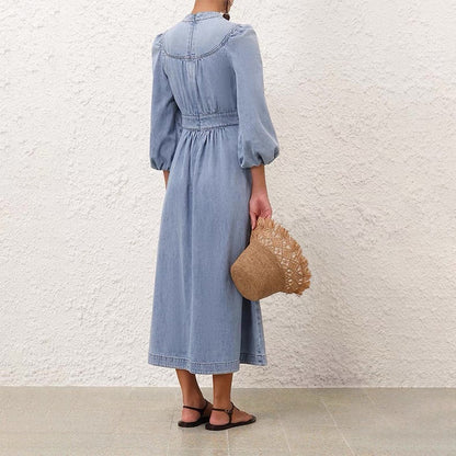 Zim 25ss V neck denim dress