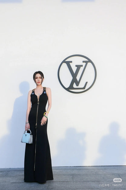 L 25ss metallic long dress