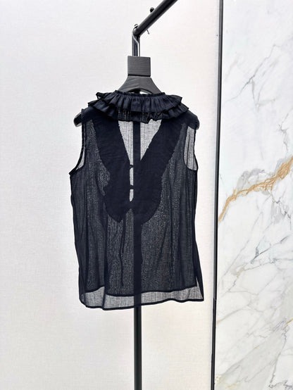 ch 25ss linen ruffle vest