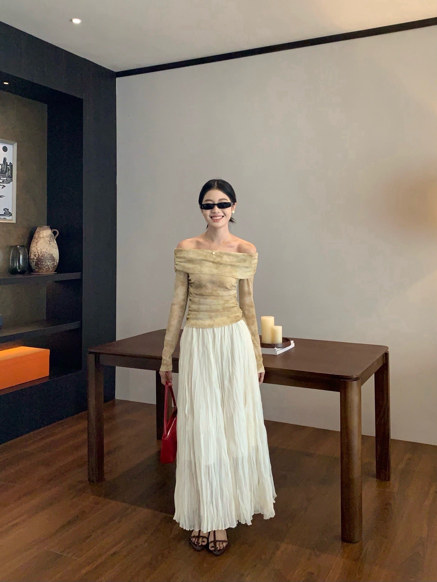 D 25ss pleated skirt