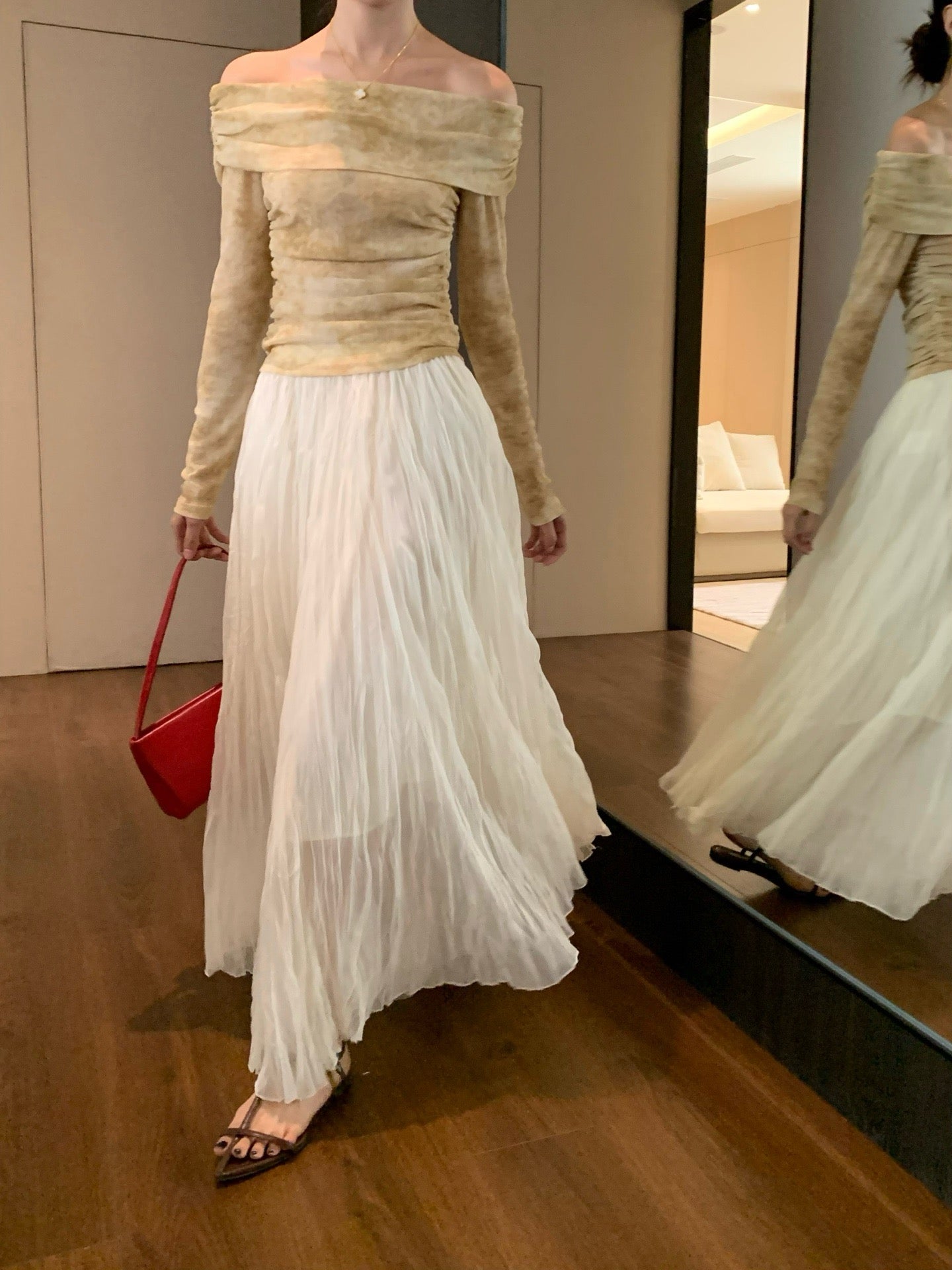 D 25ss pleated skirt