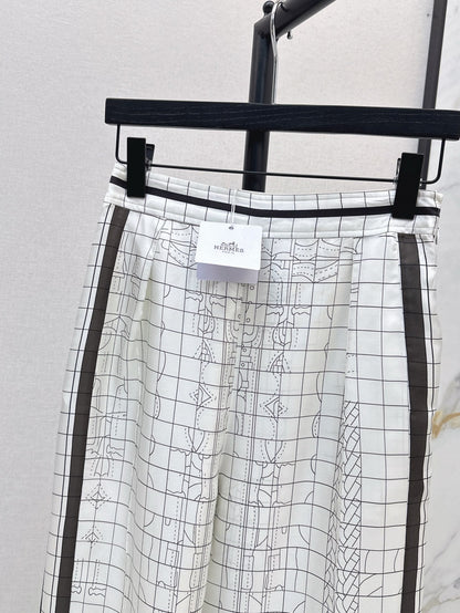 H 25ss Silk wide leg pants