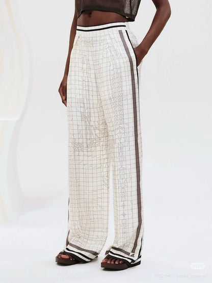 H 25ss Silk wide leg pants