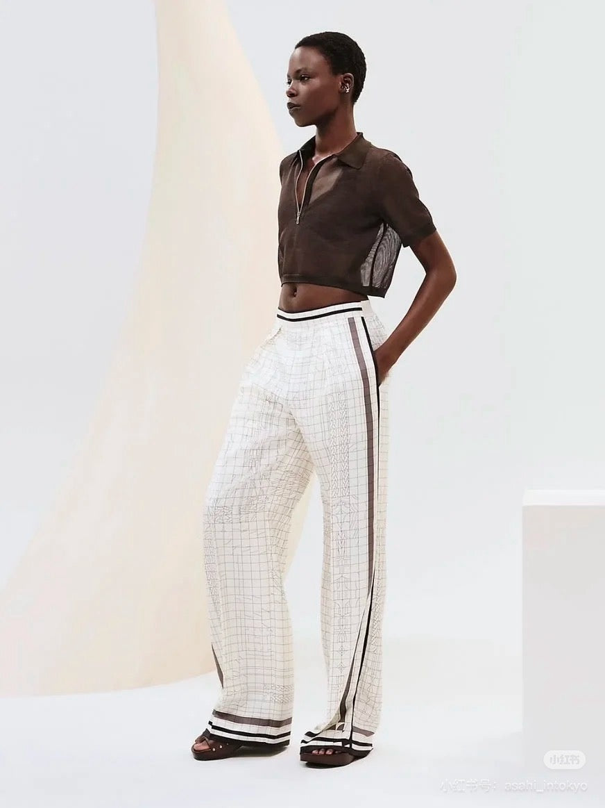 H 25ss Silk wide leg pants