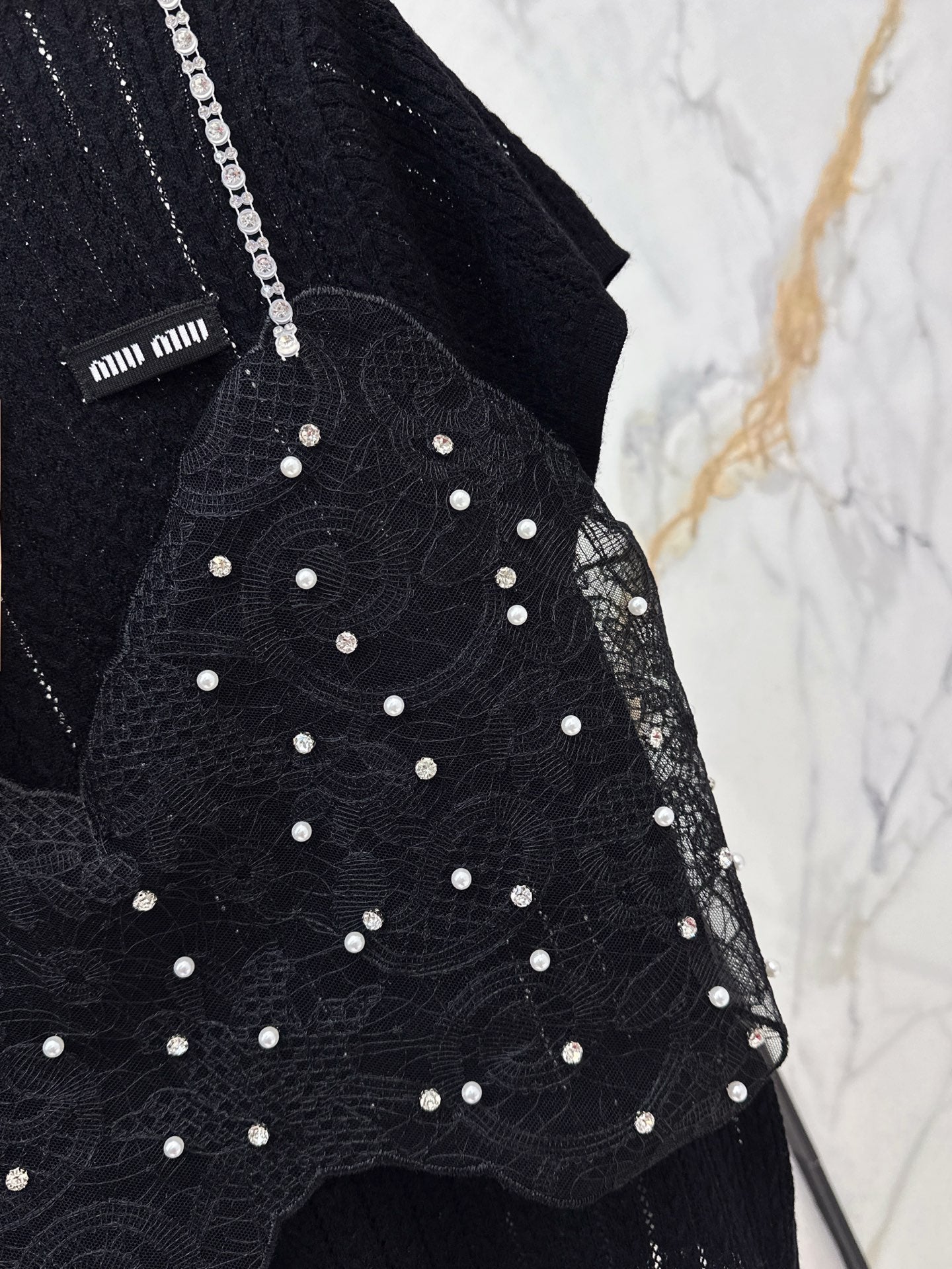 Mi 25ss knit beaded t-shirt