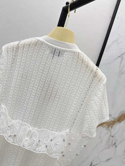 Mi 25ss knit beaded t-shirt