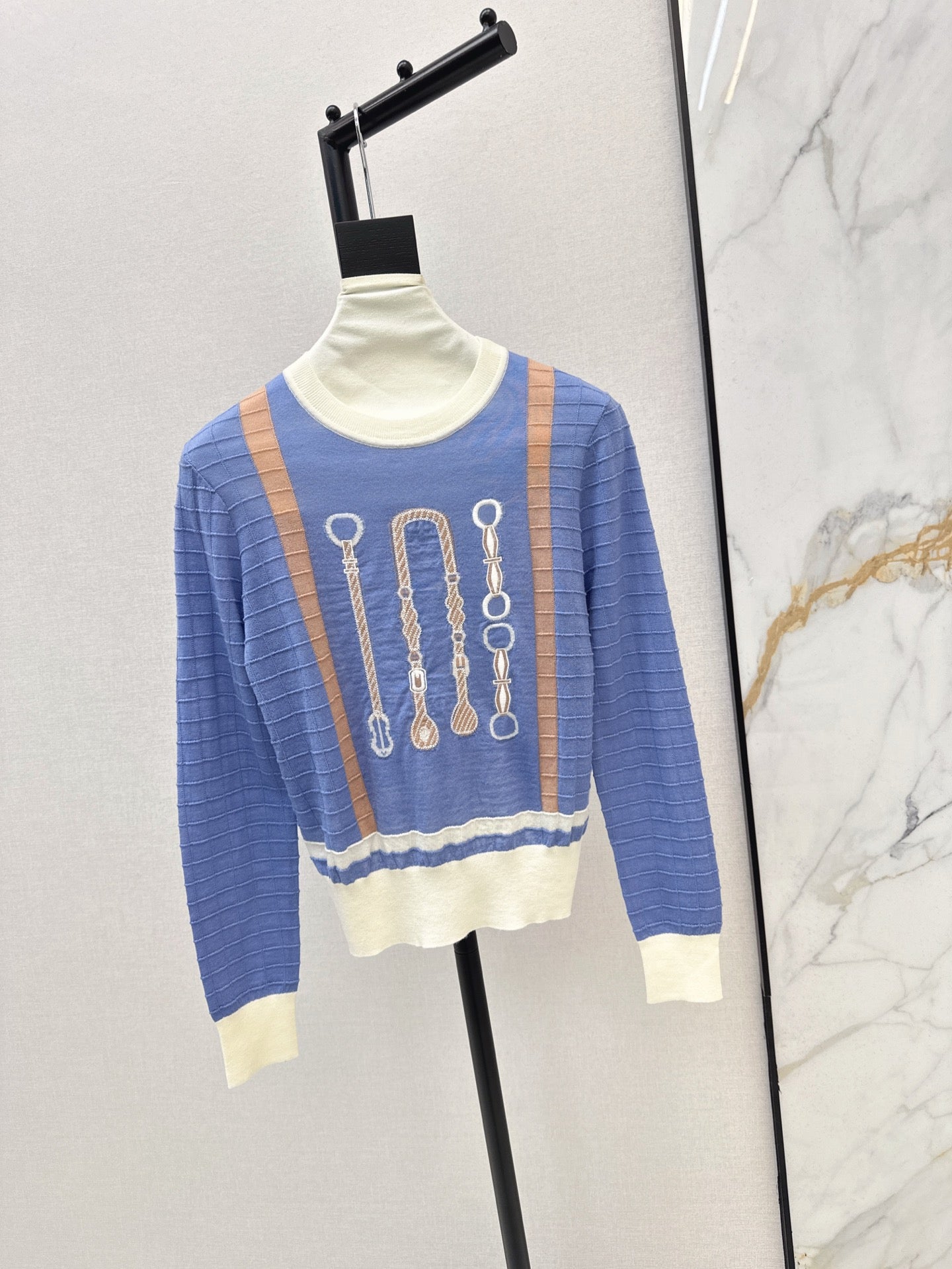 H 25ss jacquard knit sweater