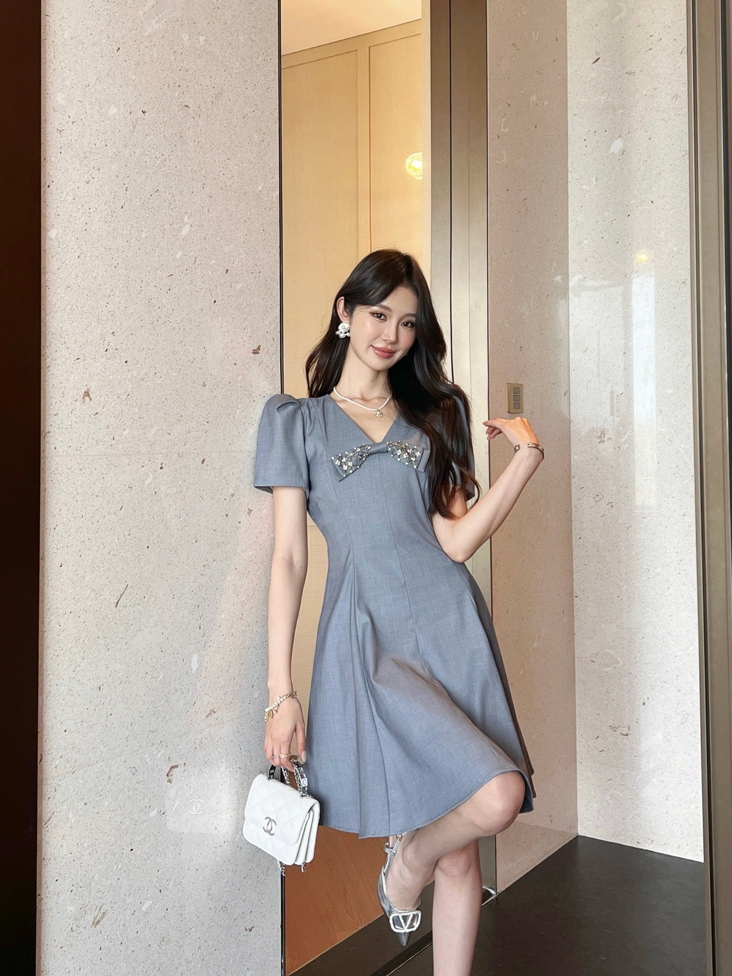 M 25ss rhinestone dress