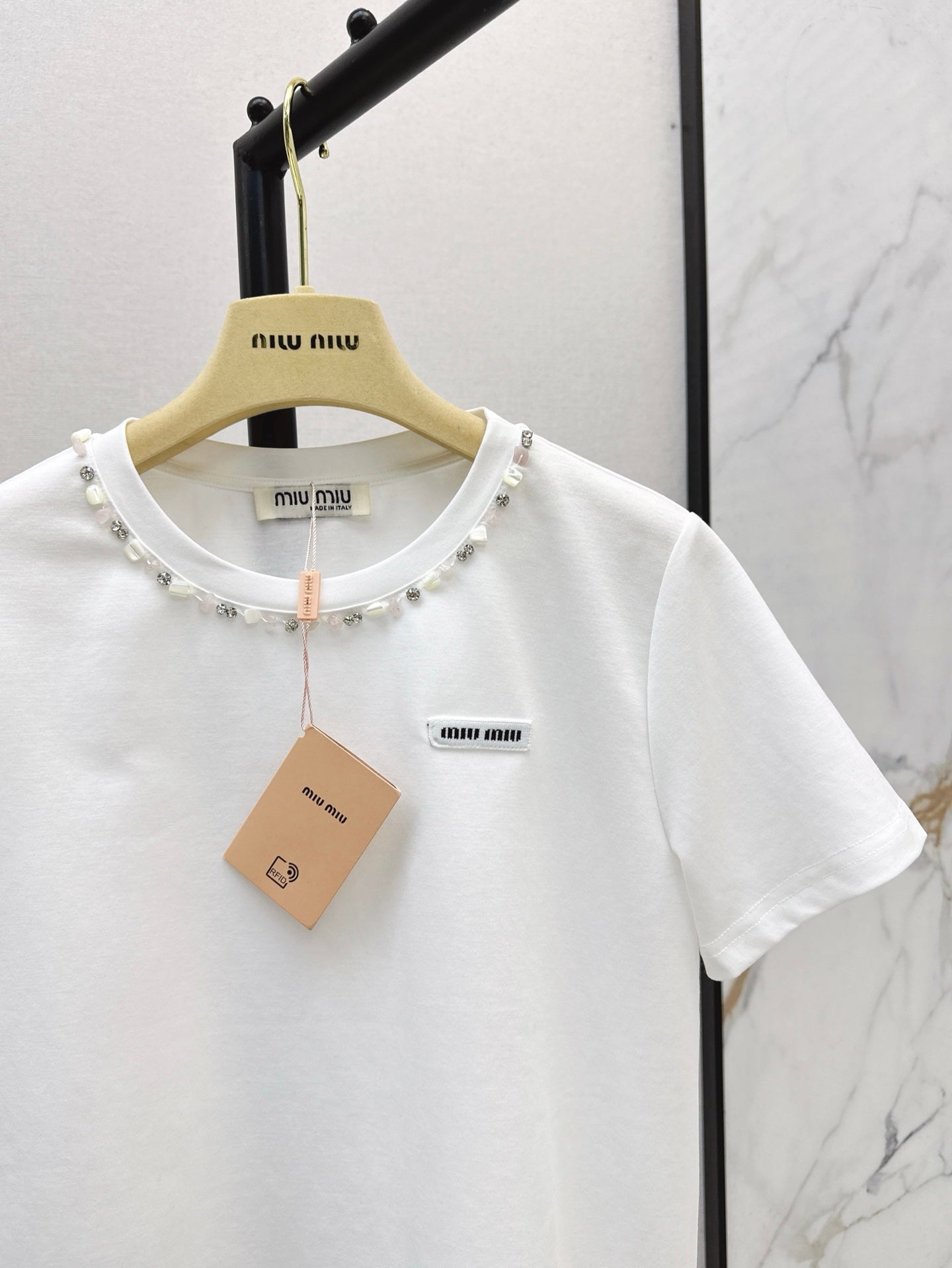 Mi 25ss rhinestone t-shirt