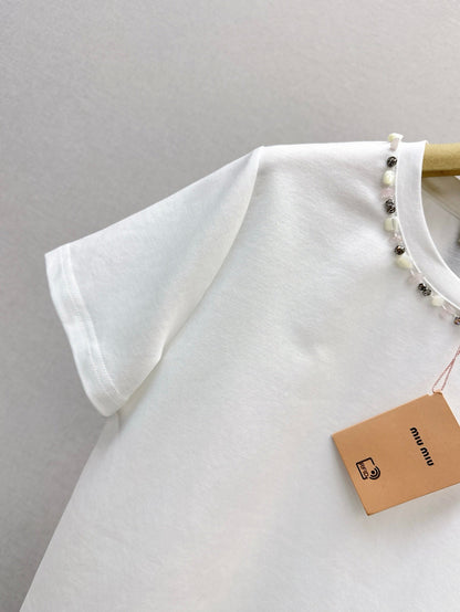 Mi 25ss rhinestone t-shirt