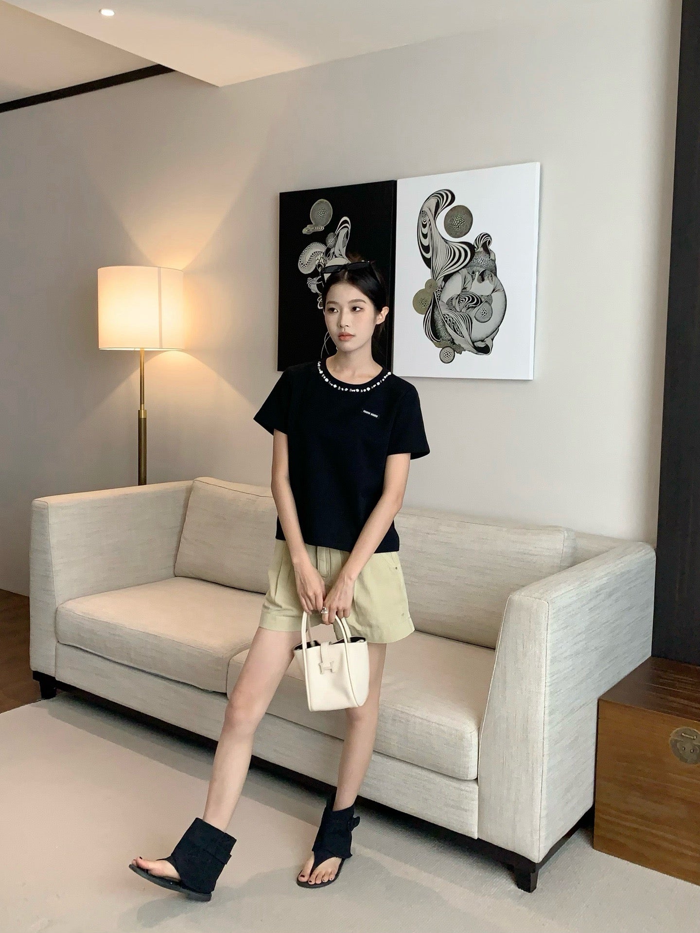 Mi 25ss rhinestone t-shirt