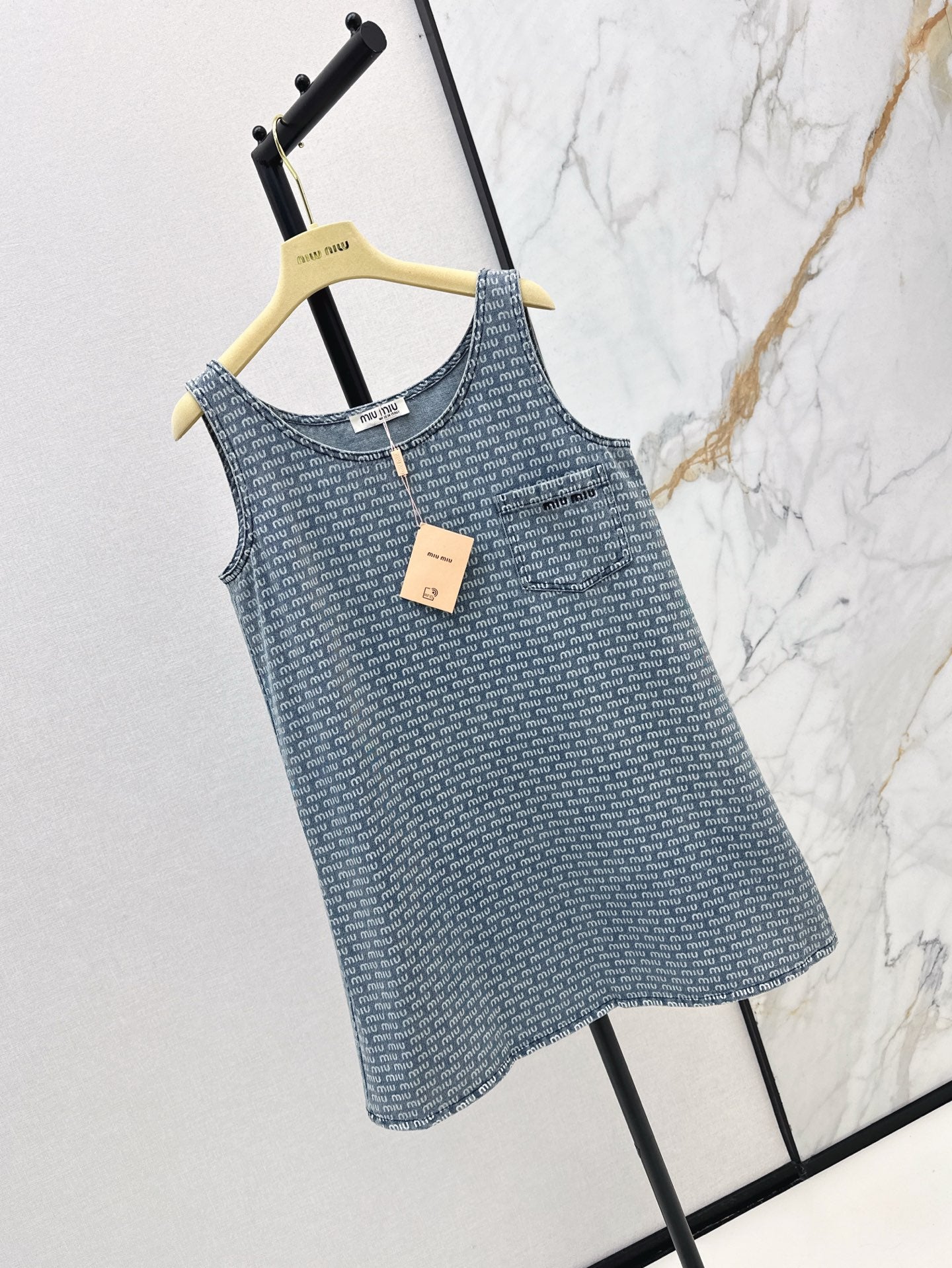 Mi 25ss sleeveless denim dress