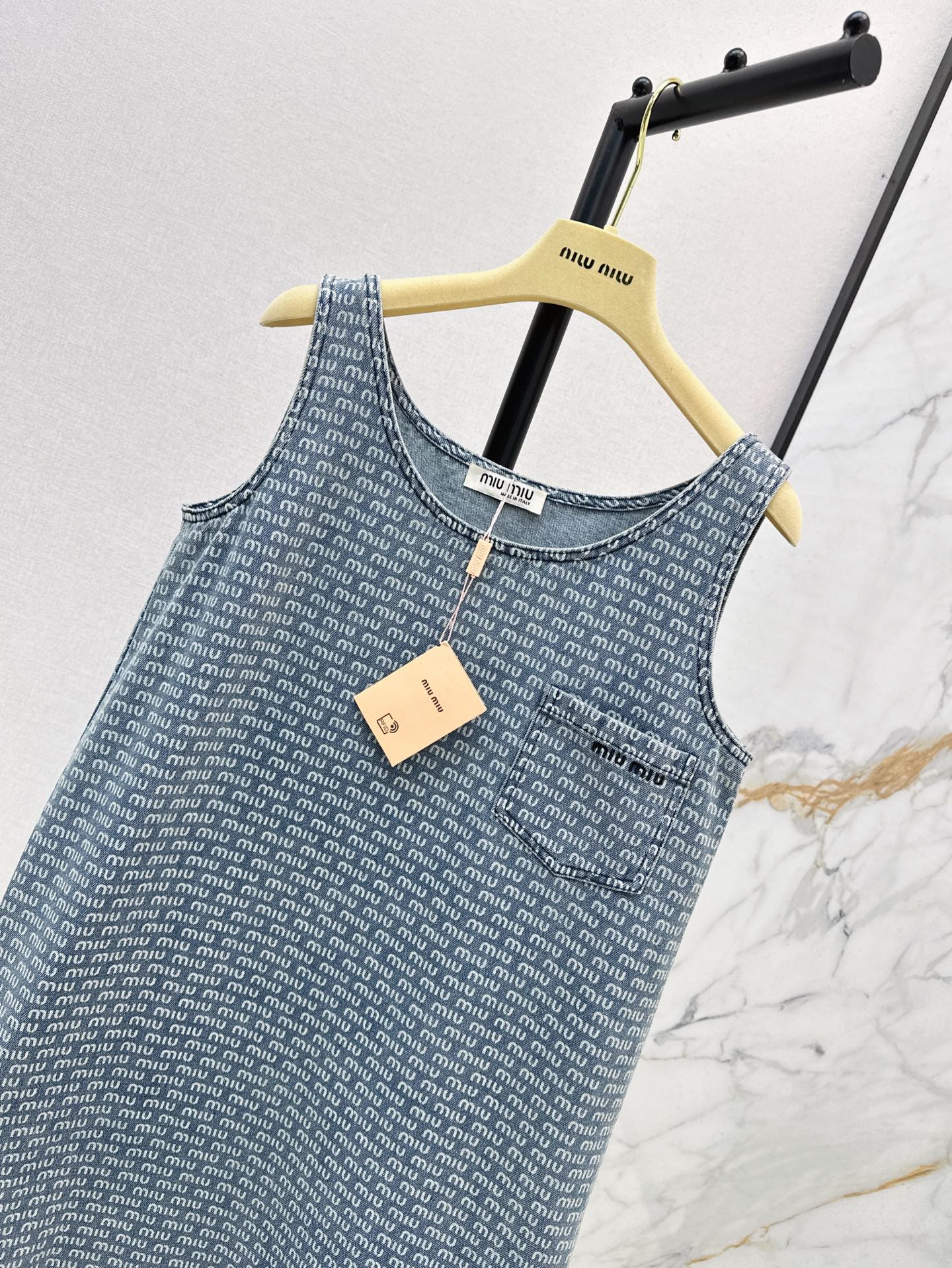 Mi 25ss sleeveless denim dress