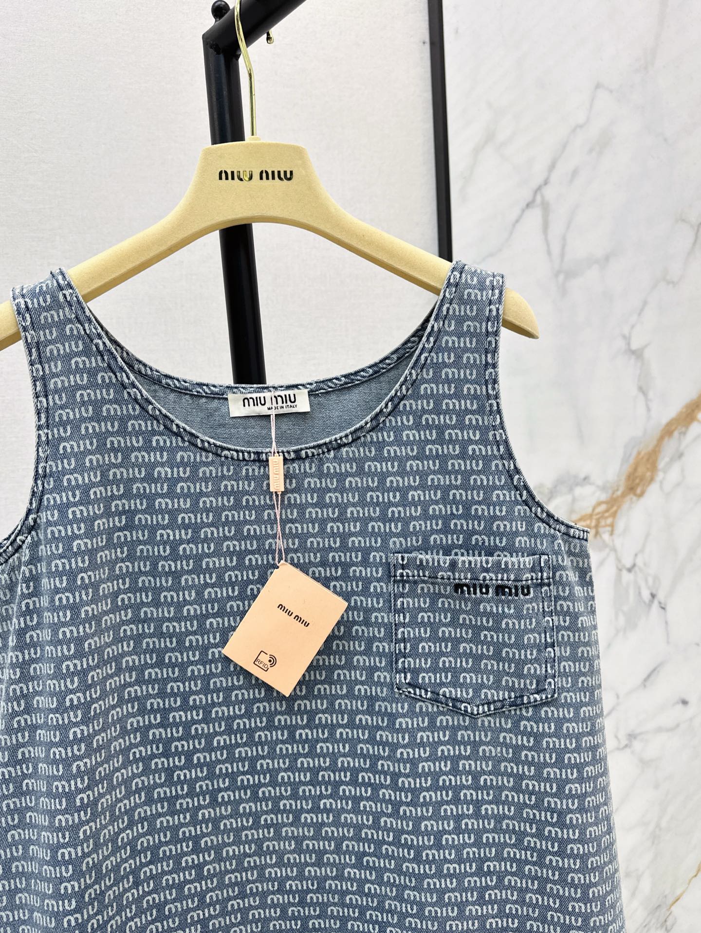 Mi 25ss sleeveless denim dress