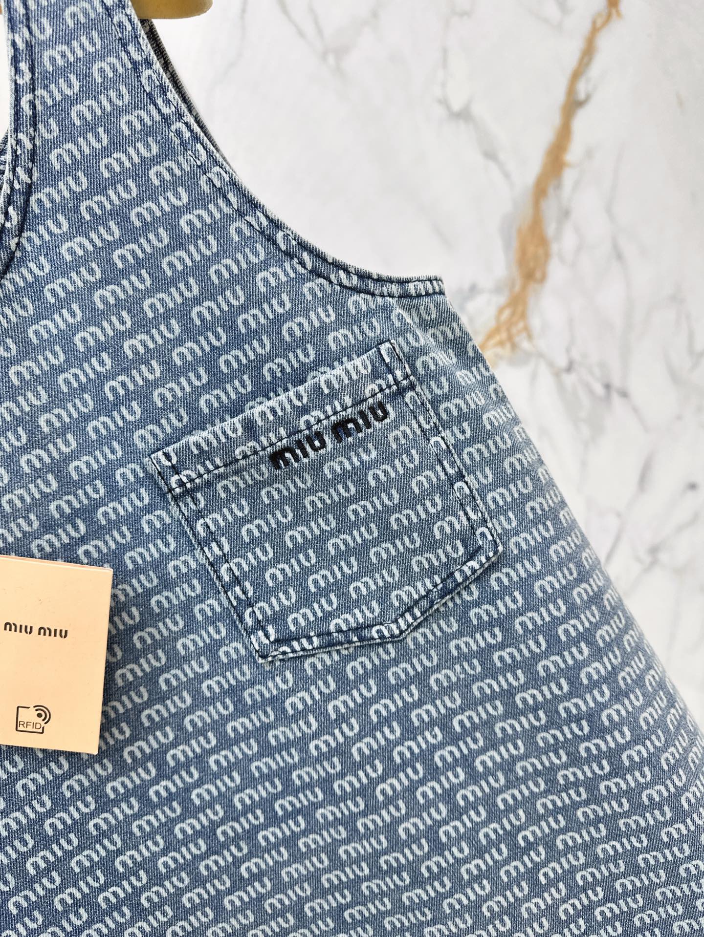 Mi 25ss sleeveless denim dress