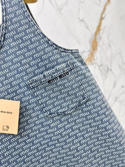 Mi 25ss sleeveless denim dress