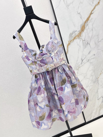 zim 25ss Silk linen floral dress