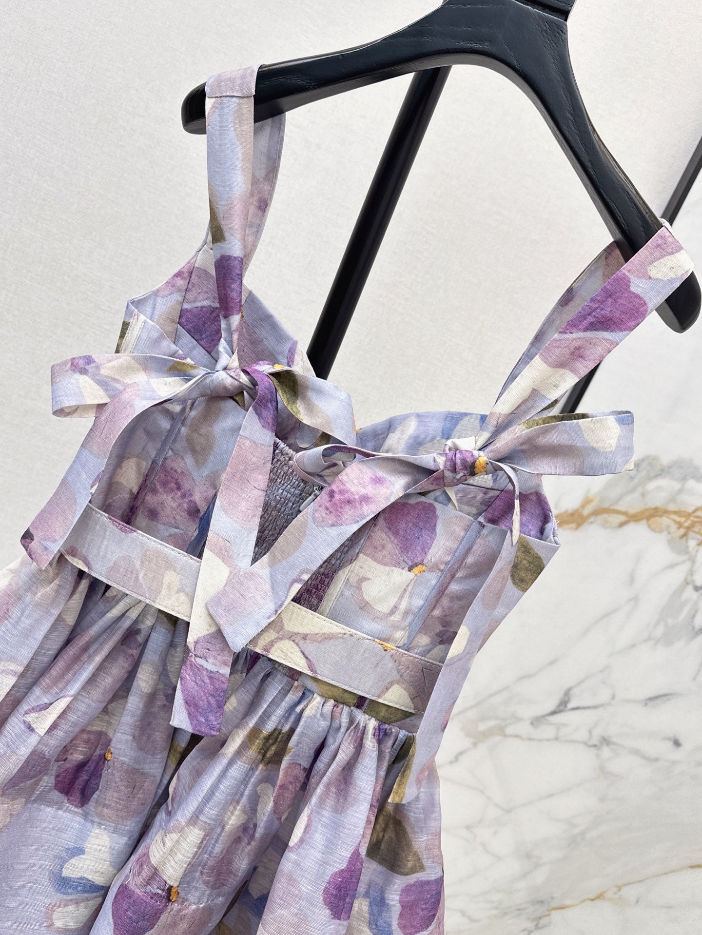 zim 25ss Silk linen floral dress