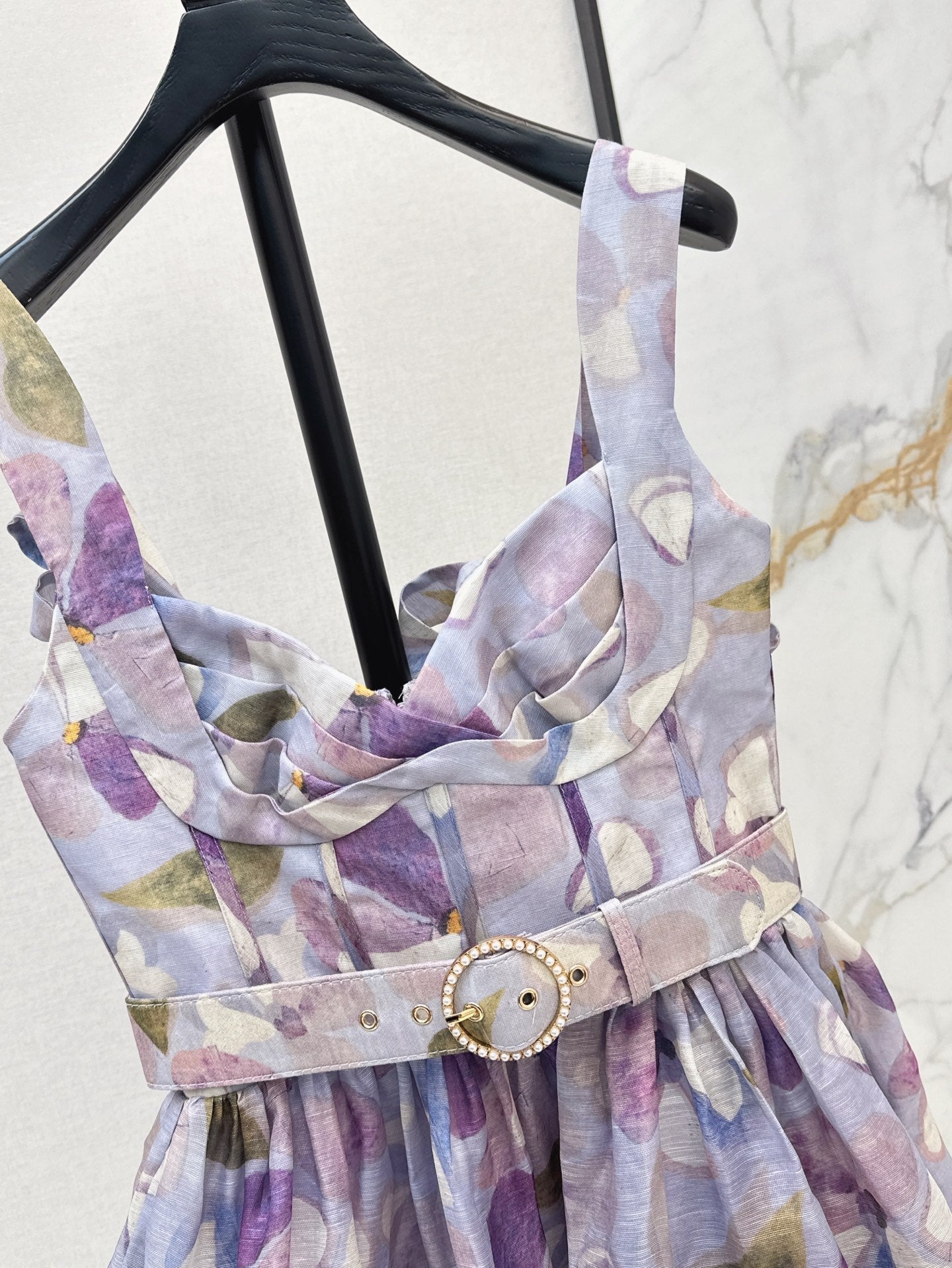 zim 25ss Silk linen floral dress