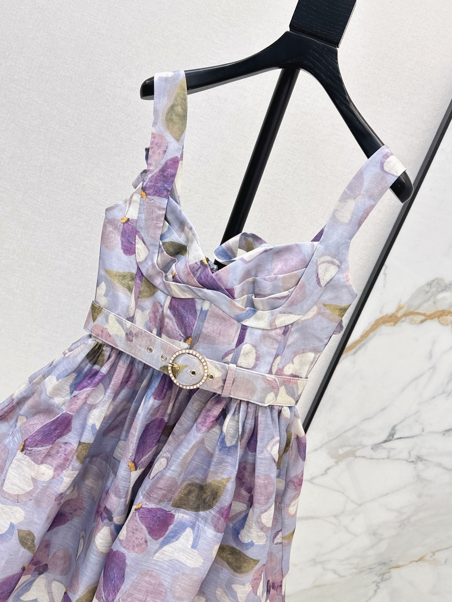 zim 25ss Silk linen floral dress