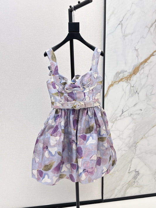 zim 25ss Silk linen floral dress